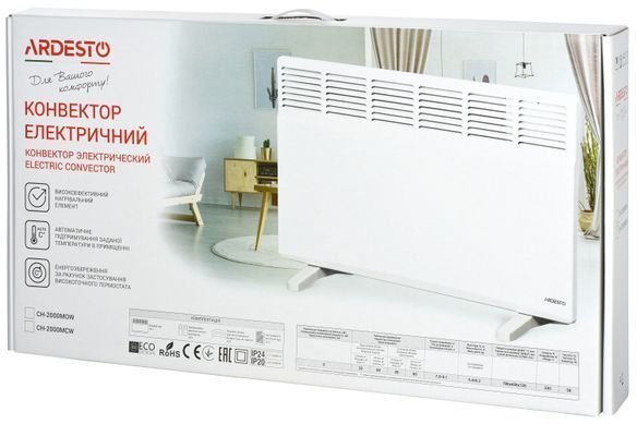 ARDESTO CH-2000[Конвектор, 20м2, 2000Вт, мех. упр-ння, відкритий нагрів. елемент, білий] CH-2000MOW фото