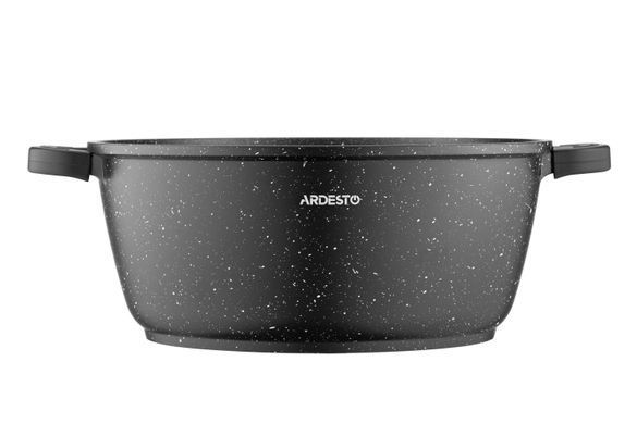 ARDESTO Каструля Gemini Anzio, скляна кришка, 28 см, чорний мармур, алюміній AR2426GE фото