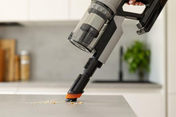 Gorenje Пилосос Gorenje бездротовий, 60Вт, конт пил -0.6л, автон. робота до 50хв, HEPA, 2 в 1, підсвічування, індикатор, щітка- електротурбо, сірий SVC259400NES фото