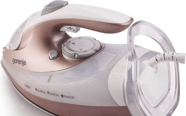 Gorenje Iron Gorenje, 3200W, 420ml, steam boost -250g, vert. Steaming, auto shutdown, ceramic soleplate, bronze-white SIH3200WR фото