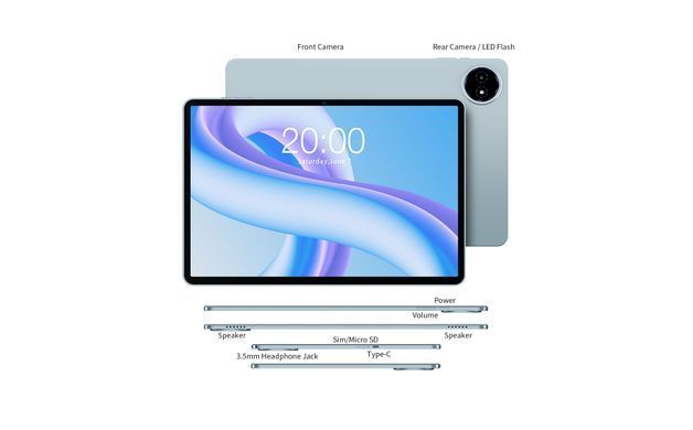 TECLAST Планшет M50 Plus 10.1" 6ГБ, 128ГБ, LTE, 7000мА&bull;год, Android, блакитний 6940709686942 фото