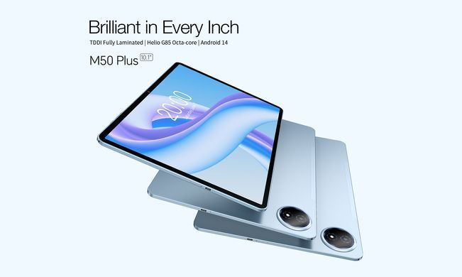 TECLAST Планшет M50 Plus 10.1" 6ГБ, 128ГБ, LTE, 7000мА&bull;год, Android, блакитний 6940709686942 фото