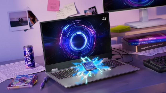 Lenovo Ноутбук Lenovo LOQ 15IRX10 15.6" FHD IPS AG, Intel i7-13650HX, 24GB, F512GB, NVD5060-8, DOS, сірий 83JE00GYRA фото