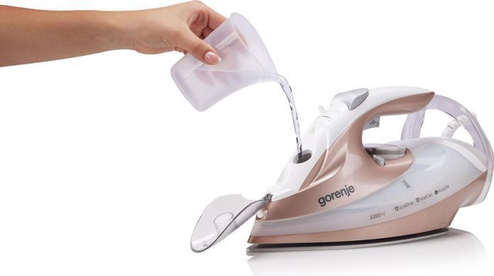 Gorenje Iron Gorenje, 3200W, 420ml, steam boost -250g, vert. Steaming, auto shutdown, ceramic soleplate, bronze-white SIH3200WR фото