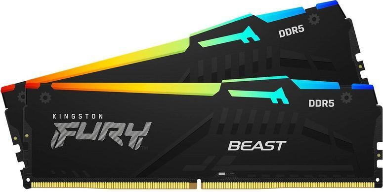 Kingston Память ПК Kingston DDR5 64GB KIT (32GBx2) 6400 FURY Beast RGB XMP KF564C32BBAK2-64 фото