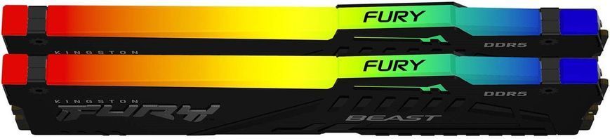Kingston Память ПК Kingston DDR5 64GB KIT (32GBx2) 6400 FURY Beast RGB XMP KF564C32BBAK2-64 фото
