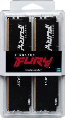 Kingston Пам'ять ПК DDR5 16GB KIT (8GBx2) 5200 FURY Beast Чорний KF552C40BBK2-16 фото