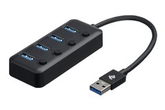 Адаптер 2Е USB-A - 4*USB3.0, Hub with switch, 0.25m - купити в інтернет-магазині Coolbaba Toys