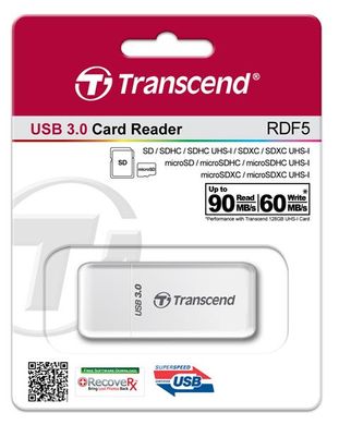 Кардрідер Transcend USB 3.1 Gen 1 microSD/SD White TS-RDF5W фото