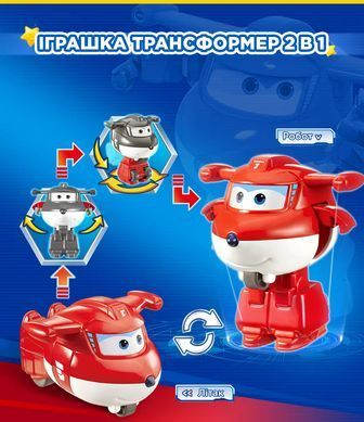 Super Wings Ігрова фігурка-трансформер Super Wings Transform-a-Bots Джетт (Jett) EU780010 фото