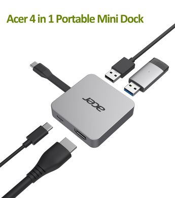Acer Хаб USB-С > 2xUSB-A3.2/USB-C/ HDMI, 0.15м, сірий HP.DSCAB.014 фото
