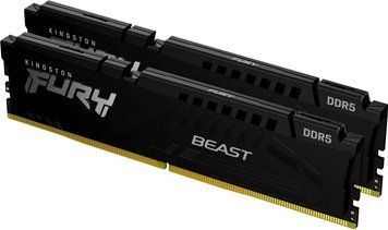 Kingston Пам'ять ПК DDR5 16GB KIT (8GBx2) 5200 FURY Beast Чорний KF552C40BBK2-16 фото