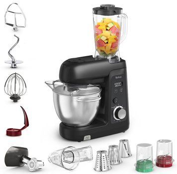 Tefal Кухонна машина Tefal Bake Partner + 1100Вт, чаша-метал, корпус-пластик, насадок-9, чорний QB5458F0 фото