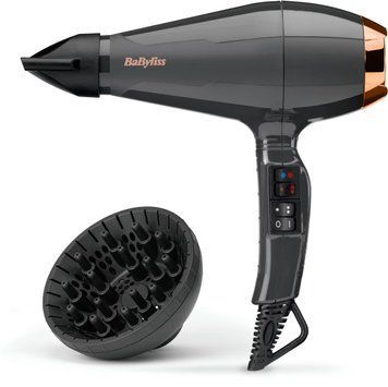 BaByliss Фен Air Pro, 2200Вт, 2 режими, дифузор, іоніз-я, хол. обдув, чорний 6719DE фото