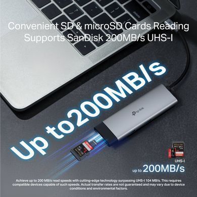 TP-Link Хаб USB UH7020C USB-C > 2xUSB3.0/1xUSB-C/xHDMI/1xSD/1xmicroSD/1xPD 100Wh UH7020C фото