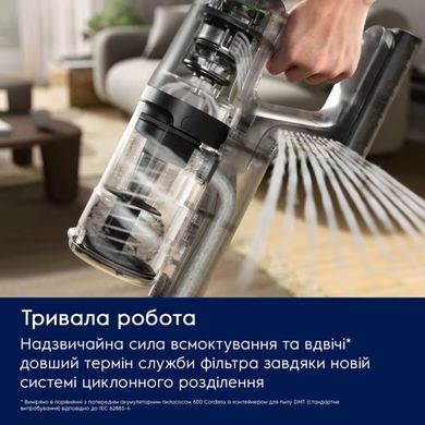 Electrolux Пылесос беспроводный, конт пыль -0.5л, автон. раб. до 50мин, вес-2.49кг, НЕРА12, 2 насадки, зеленый EP61CB21OG фото