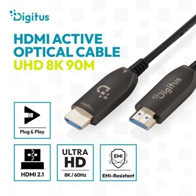 Digitus Кабель DIGITUS HDMI UHD 8K, AOC hybrid-fiber, type A M/M, 60м, чорний AK-330126-600-S фото