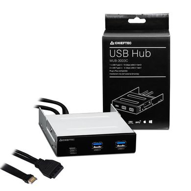 USB хаб CHIEFTEC MUB-3003C для 3.5" відсіків фронтальних панелей корпусів, 2xUSB3.1 Gen.1, 1xUSB3.1 Gen.2 Type-C MUB-3003C фото