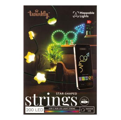 Twinkly Гірлянда Smart LED Twinkly Strings Star RGB 200 IP20 12м USB-C кабель зелений без БЖ TWKS200RGB-G фото
