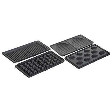 Tefal Мультимейкер Snack collection 700Вт, тефлон, 3 пластины, корпус-нерж.сталь/пластик, черный SW854D16 фото