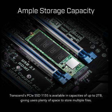 Transcend Накопичувач SSD Transcend M.2 250GB PCIe 3.0 MTE115S TS250GMTE115S фото