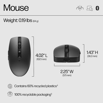 HP Мышь 710 Rechargeable Silent, USB-A/WL/BT, чёрный 6E6F2AA фото