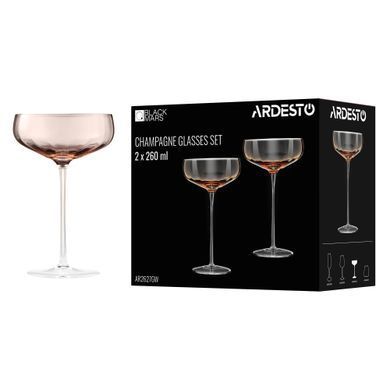 ARDESTO Champagne glasses set Black Mars 260ml, 2pcs, glass, golden AR2627GW фото