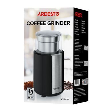 ARDESTO Кофемолка роторная 200Вт, емкость для зерен-60г, пластик/металл, черный WCG-8301 фото