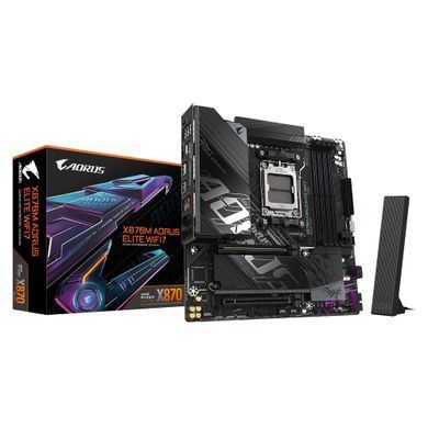 Gigabyte Материнська плата X870M A ELITE WF7 sAM5 X870 4xDDR5 M.2 Wi-Fi BT HDMI DP mATX X870M_A_ELITE_WF7 фото