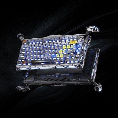 GravaStar Клавіатура механічна Mercury K1 Pro 80keys, GravaStar x Kailh Speedy Mint, BT/WL/USB, RGB, Interstellar Silver GSK1PRO_S_CGRY фото