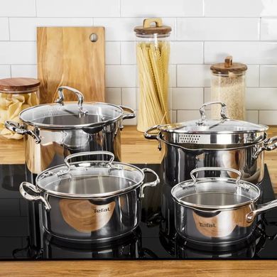 Tefal Набор посуды DUETTO+, 6 предметов, нержавеющая сталь, стекло G719S655 фото