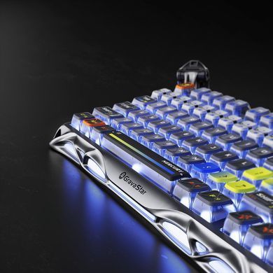 GravaStar Клавіатура механічна Mercury K1 Pro 80keys, GravaStar x Kailh Speedy Mint, BT/WL/USB, RGB, Interstellar Silver GSK1PRO_S_CGRY фото
