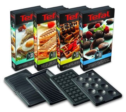 Tefal Мультимейкер Snack collection 700Вт, тефлон, 3 пластины, корпус-нерж.сталь/пластик, черный SW854D16 фото