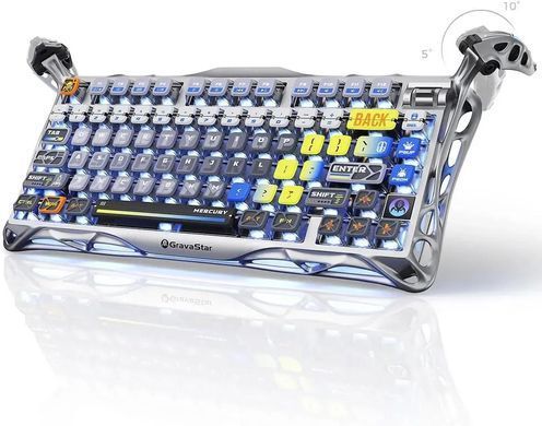 GravaStar Клавіатура механічна Mercury K1 Pro 80keys, GravaStar x Kailh Speedy Mint, BT/WL/USB, RGB, Interstellar Silver GSK1PRO_S_CGRY фото