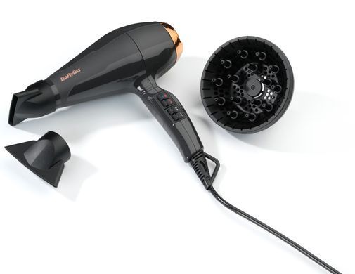 BaByliss Фен Air Pro, 2200Вт, 2 режими, дифузор, іоніз-я, хол. обдув, чорний 6719DE фото