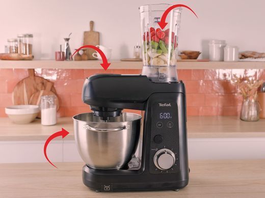 Tefal Tefal kitchen machine Bake Partner + 1100W, cup-iron, case-plastic, nozzles-9, black QB5458F0 фото