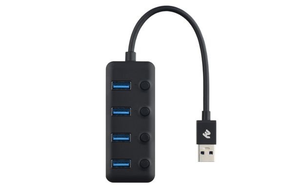USB-хаб 2Е USB-A - 4хUSB 3.0 Hub with switch 0.25м Black 2E-W1405 фото