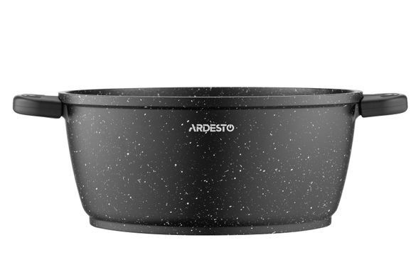 ARDESTO Каструля Gemini Anzio, скляна кришка, 24 см, чорний мармур, алюміній AR2424GE фото