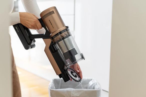 Gorenje Пилосос Gorenje бездротовий, 125Вт, конт пил -0.6л, автон. робота до 60хв, HEPA, підсвічування, індикатор, турбощітка, бронзовий SVC259449NDCO фото