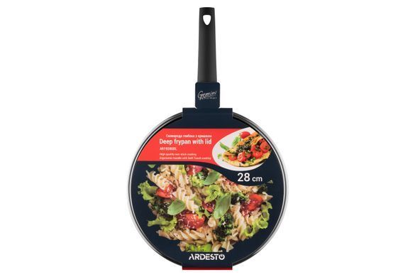 Сковорода Ardesto Gemini Gourmet Viareggio з кришкою 28 см, чорний, алюміній AR1928GDL фото