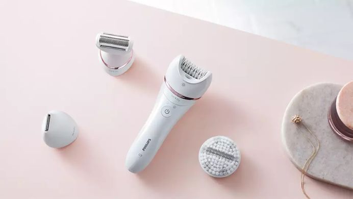 Philips Епілятор 8000 series дисковий, аккумул., пінцет.-32, волог.+сух., насадок-7, футляр, білий BRE735/00 фото