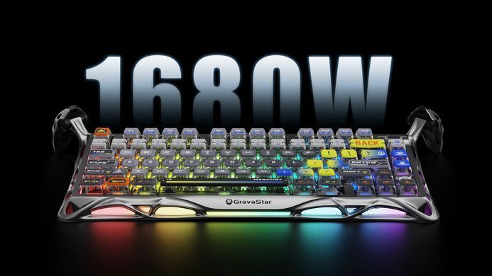 GravaStar Клавіатура механічна Mercury K1 Pro 80keys, GravaStar x Kailh Speedy Mint, BT/WL/USB, RGB, Interstellar Silver GSK1PRO_S_CGRY фото