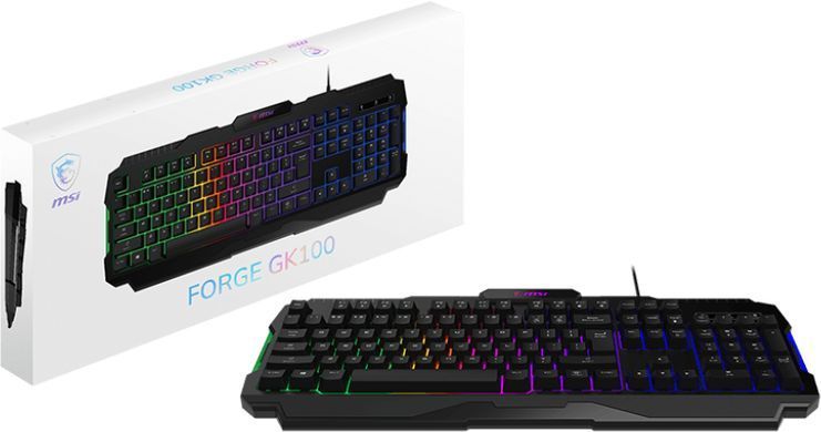 MSI Клавіатура мембранна MSI FORGE GK100 104key, USB-A, EN/UKR/RU, ColorLED, чорний S11-04UA221-HH9 фото