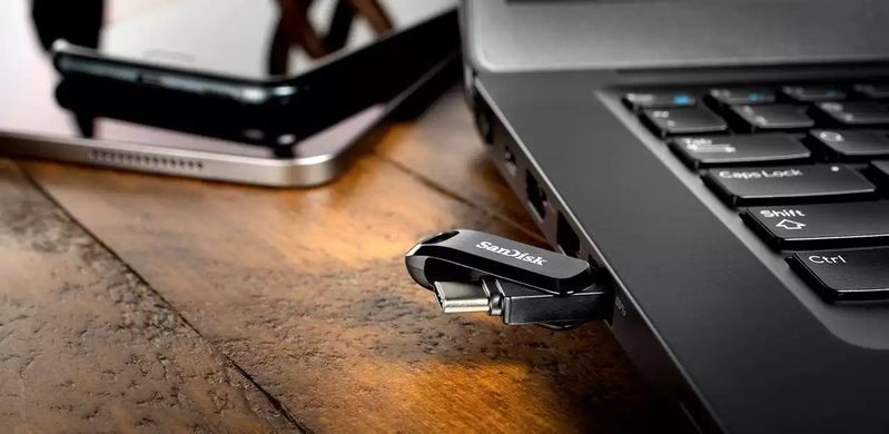 SanDisk Накопичувач 512GB USB 3.1 Type-A + Type-C Ultra Dual Drive Go Чорний SDDDC3-512G-G46 фото