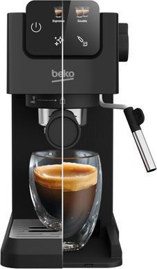 Beko Кавоварка Beko ріжкова 1.1л, мелена, ручний капучинатор, підігрів чашок, авторецептів - 2, дисплей, чорний CEP5302B фото