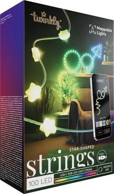 Twinkly Гірлянда Smart LED Twinkly Strings Star RGB 100 IP20 6м USB-C кабель прозорий без БЖ TWKS100RGB-T фото