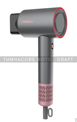 ARDESTO Фен Pink Touch, 1600Вт, 2 скорости, 3 темп.режима, диффузор, магнитные насадки, серый+розовый HD-R300PT фото