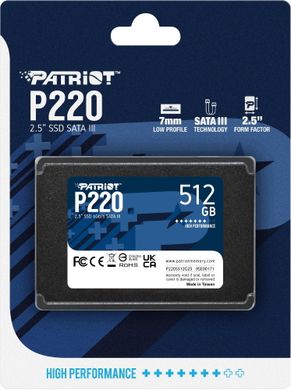 Patriot Накопичувач Patriot 2.5" 512GB SATA P220 P220S512G25 фото