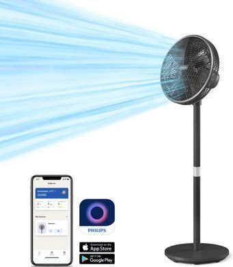 Philips Вентилятор Philips напольный Series 3000, 40см, 48Вт, управление сматфоном, регулировка высоты, черный