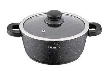 ARDESTO Каструля Gemini Anzio, скляна кришка, 20 см, чорний мармур, алюміній AR2420GE фото